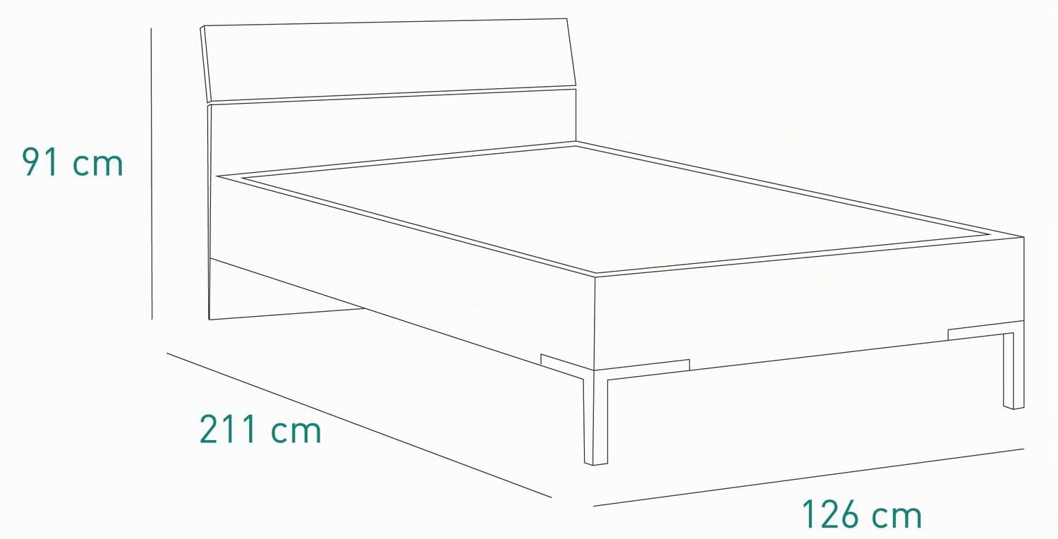 COMPOSAD | Letto della Linea PRIVILEGIO, Letto Una Piazza e Mezza Moderno, Struttura letto, (LxAxP) 126,40x86,80x211,80 cm, Colore Bianco Laccato, Made in Italy
