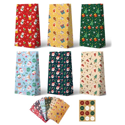 Infanote 48 Pcs Christmas Goodie Bags Party Favors Sacks Bulk Gift for Kids Adults With Stickers Luxury Decoration Assorted Xmas Goody Holiday...