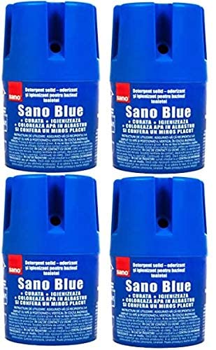 Sano Bleu Nettoyant Ménager Toilette Cuvette WC Tablette Chimique Bloc Colore l'eau 150 gr ( Blue Lot de 4 )