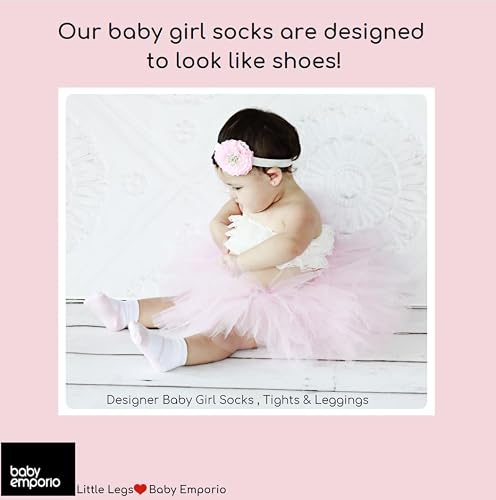 Baby Girl Socks With Mary Jane Or Sneaker Shoe Look - Non-Slip Gripper Soles - 3 Or 6 Pairs - Soft Cotton #TOP2