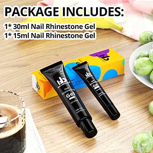 1 Pc 30Ml+1 Pc 15Ml No Wipe Nail Rhinestone Glue Gel Super Strong Adhesive Nail Art Gem Stone Diamond Jewelry Crystals Beads Charms Gel For Professional And Home Use(Uv/Led Needed) #TOP1
