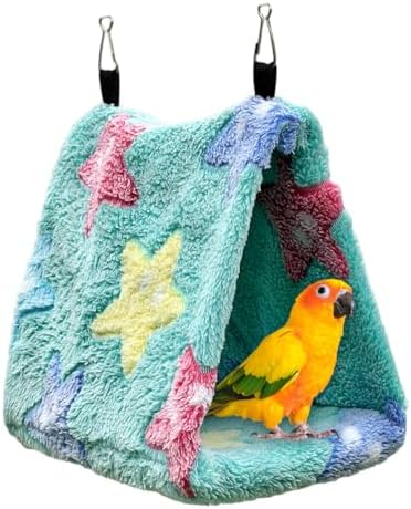 Nido Colgante,Nido Cálido para Mascotas,Nido de Loro Pájaro de Felpa,Refugio Triangular para Avesnido Agapornis,Jaula Colgante para Pájaros,Nido Periquitos,Cama para Pájaros(Verde)