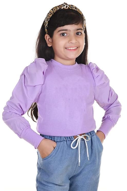 KIROTO Stylish & Fancy Full Sleeves Tops for Girls Puff Sleeve Top (Cotton) Girls Kids Top (11-12 Years) Purple KIROTO Stylish & Fancy Full Sleeves Tops for Girls Puff Sleeve Top (Cotton) Girls Kids Top (11-12 Years) Purple