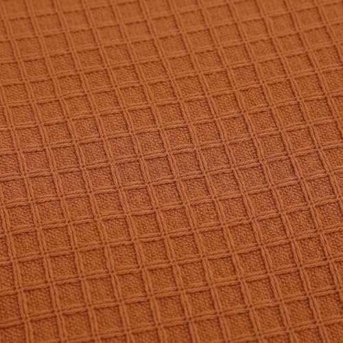 Image of 100% Cotton Waffle Weave Sofa Throw Blanket 50x60 Inches or 125x150 cms Lightweight, Soft & Breathable Couch, Bed or Chair Throw Blanket for Living or Bedroom, Orange