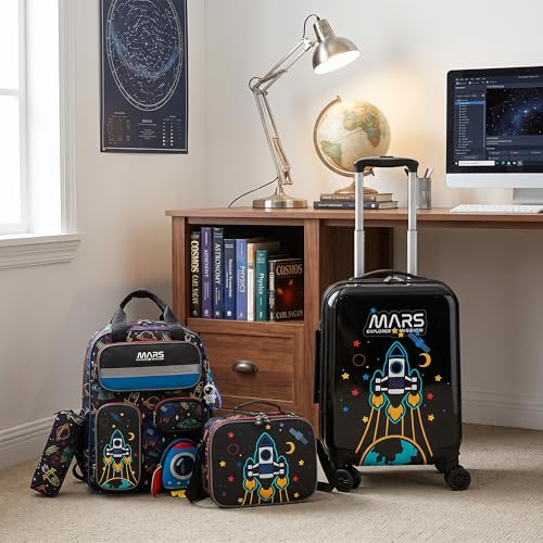 Image of Kid's Luggage Set 5 Piece Suitcase Set 16 inch Hardside Luggage with Spinner Wheels Boys Carry on Luggage Travel Rolling Luggage Airline Approved