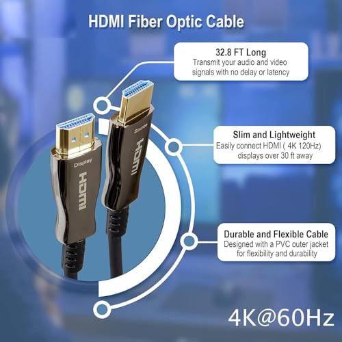 Image of EMK 4K 20 Meter HDMI Cable, Ultra HD High Speed HDMI Cable 48Gbps, 4K 60Hz, HDCP 2.2, 4:4:4 HDR, eARC, Compatible with Steam Deck, PS-5 /4, X-Box Series X, X-Box One etc-. (20M)