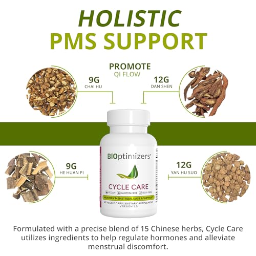 bioptimizers - cycle support - period support supplement for women - bloating and cramping menstrual relief - 45 capsules