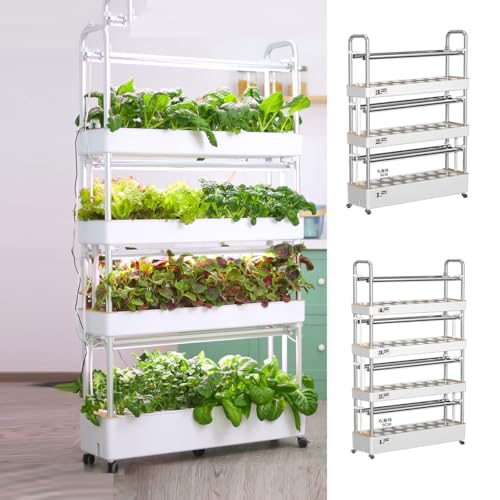 Torre di Coltivazione idroponica Verticale, Sistema di Coltivazione idroponica Intelligente con Luce LED - Torre idroponica da Interno a 64 Fori per orto e frutteto Domestico, ciottoli di AR
