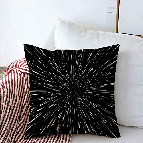 Decorative Throw Pillow Cushion Covers for Sofa Abstract Big Wormhole Hyperspace Future Tunnel Zoom Gravity Nebula Open Space Black Star Science Linen Couch Square Pillow Cases 20x20 Inch