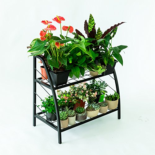 C-Hopetree - Soporte para plantas de interior y exterior, estante de almacenamiento, estante para patio o garaje, organizador de zapatos, marco de metal negro
