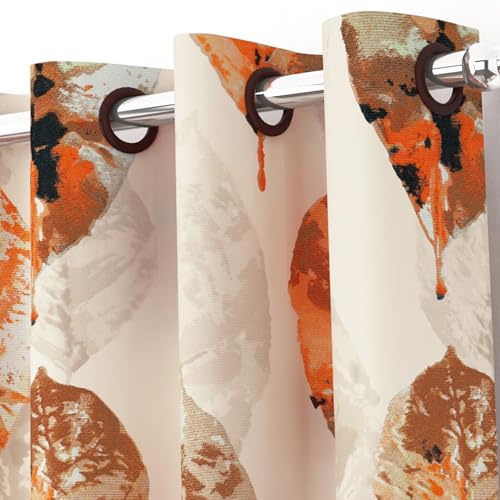 Image of Curtain Window - Raga Light Curtains for Living Room Curtains for Home 5 Feet |Abstract| Orange & Brown| Polyester, Pack of 2