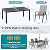 Pamapic Outdoor Dining Sets for 6, Rectangular Steel Slat Table with 6 Textilene Chairs, 7 Piece Patio Table and Chairs Set with Umbrella Hole for Patio, Garden, Backyard and Poolside (Grey) #4