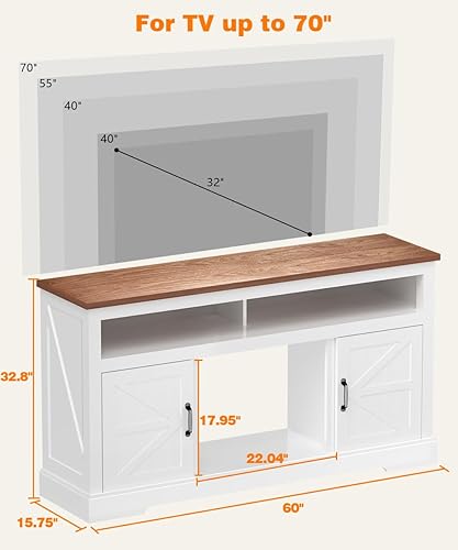 Miniatura 5 de Cowsar Soporte de TV con chimenea de 60 pulgadas, chimenea envolvente de madera, calentador de chimenea independiente, llama LED ajustable, control