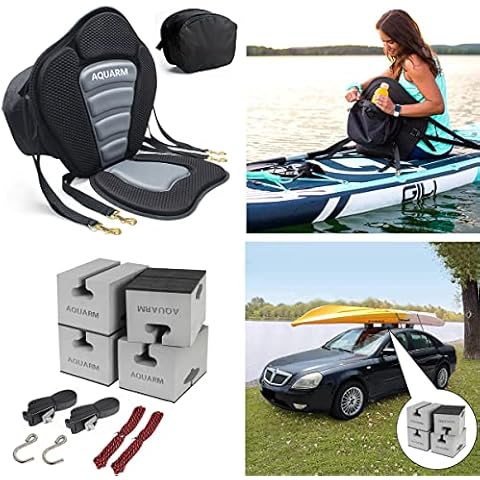 AQUARM Kayak Seat with Back Support, Universal Canoe Carrier Kit 6 inch Canoe Foam Block Cover