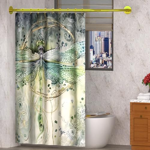 Tanxih Corner Shower Curtain Rod Adjustable Stainless Steel L Shaped Rack Drill Free Install for Bathroom, Bathtub, Clothing Store (Gold 35.5