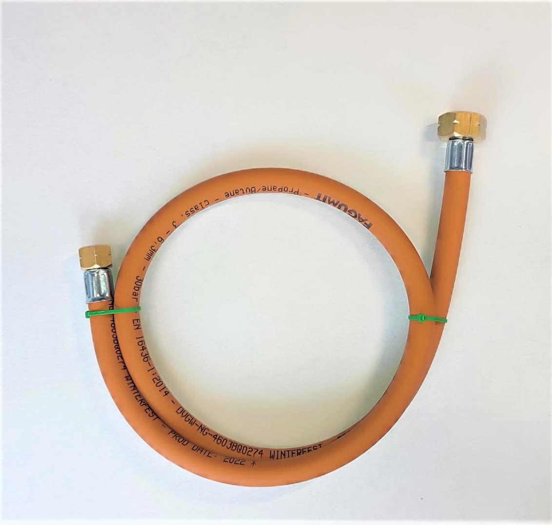 Propan Butan Umfüllschlauch Gasschlauch 80cm (0.8m) | 30 bar | Ø6.3mm | 21.8" - 3/8" Zoll LKS Anschluß | bis -30°C | Propangasschlauch | Gas Hose für Camping, Gasgrillgeräte