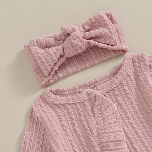 MoZiKQin Newborn Baby Girl Ruffle Romper Knit Sweater Footie Jumpsuit Long Sleeve Zipper Romper Cute Fall Winter Outfits3
