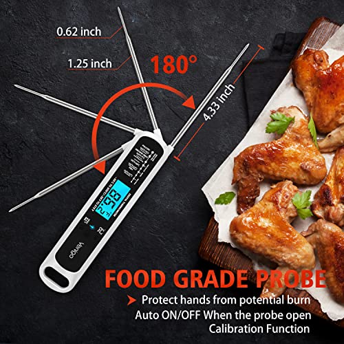 Venigo Digital Meat and Food Thermometer for Cooking and Grilling, Waterproof Instant-Read Cooking Thermometer, Kitchen Probe Thermometer for Baking, Roasting, Smoking, Deep Frying (White)