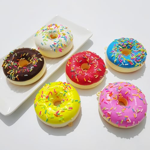 Bakiauli 6 Stück Donuts Realistische, Künstliche Kuchen Fake Donuts Modell, Fotografie Requisiten Dekoration für Schaufenster, Ladenzubehör