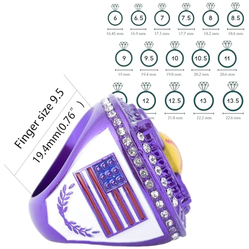 Image of 12 pcs Pack Metallic Colors Softball Tournament championhsip Trophy Ring Softball Teams Players Awards Size 9