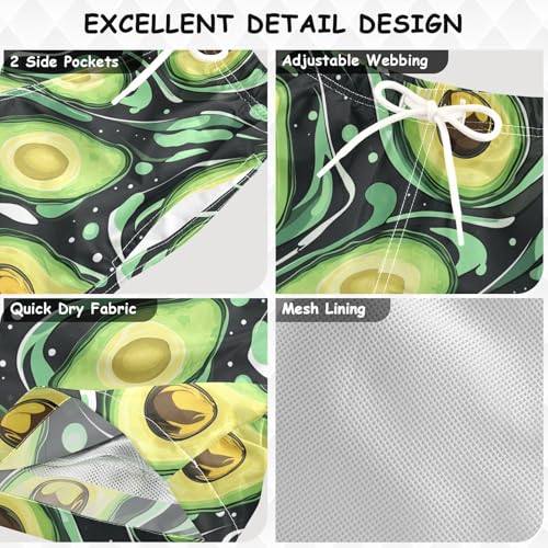 Pigsaly Boys Swim Trunks Groovy Distorted Chessboard Avocado Boys Board Shorts Swimsuit Swimwear Summer Bathing Suit 4T Multicolor3