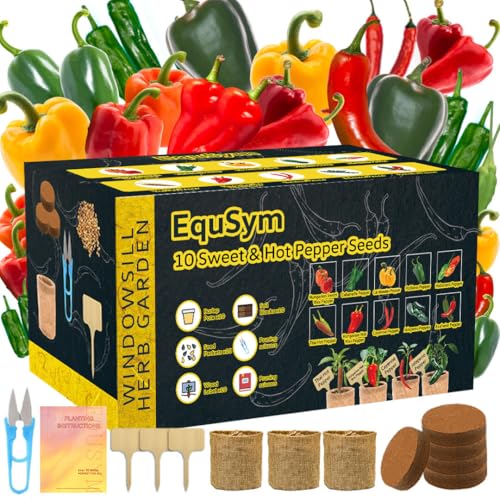 10 Pepper Seeds Window Garden Kit - Hot & Sweet Peppers...