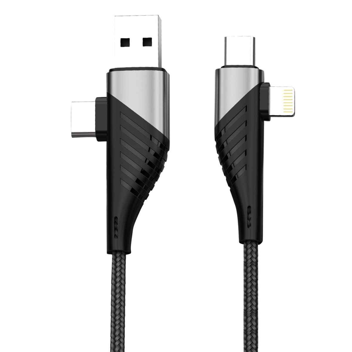 Portronics Konnect J1 20W PD Quick Charge 4-in-1 Cable with 1M Length, Tangle Free, Nylon Braided, Fast Charge & Data Sync(Black) (B09M3MC98Z) Amazon Price History, Amazon Price Tracker