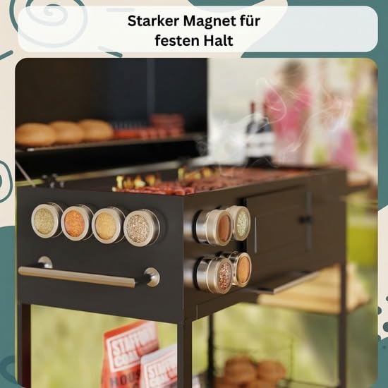 Magnetische Gewürzbehälter 8er Set - Luftdichte Dreiecksgläser aus Edelstahl - 100ml Platzsparender Organizer für Kräuter, Gewürze & Gewürze - Küche Essential