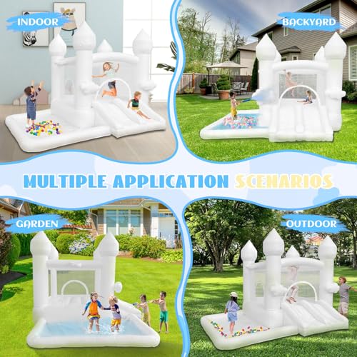 White Bounce House, Bounce House for Kids 3-6 with Double Slides, Bouncy House with Ball Pit Blower Included, Bouncy Castle IndoorOutdoor, 10.5ft L x 9.3ft W x 7.3ft H, Nice Choice for Party - Image 6