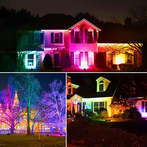 LED Floodlight Outdoor 50W 5000LM, Smart RGB Flood Lights with APP Control, Colour Changing + Warm White, Timing - DIY Scene - Garden Lighting, IP66, UK Plug1 Packs