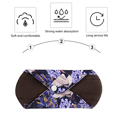 iplusmile Absorventes Higiênicos Laváveis 7Pcs Lavável Tia Toalha Almofada Algodão Orgânico Bambu Ca