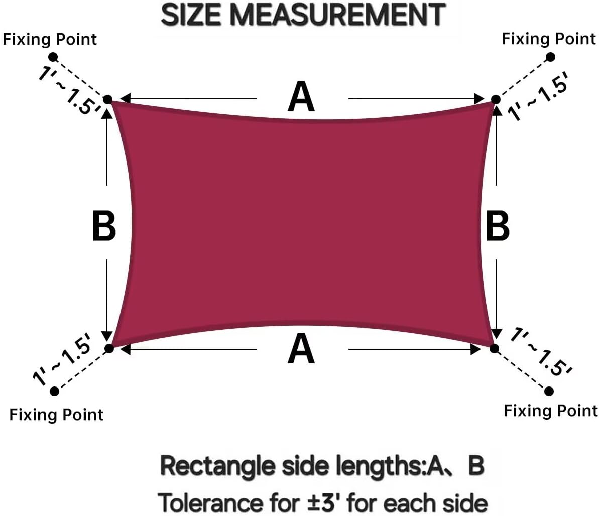 WeRi Waterproof Sun Shade Sail Rectangular Red 4' x 12' UV Block Sunshade for Backyard Deck Patio Garden Outdoor Activities (We Make Custom Sizes)