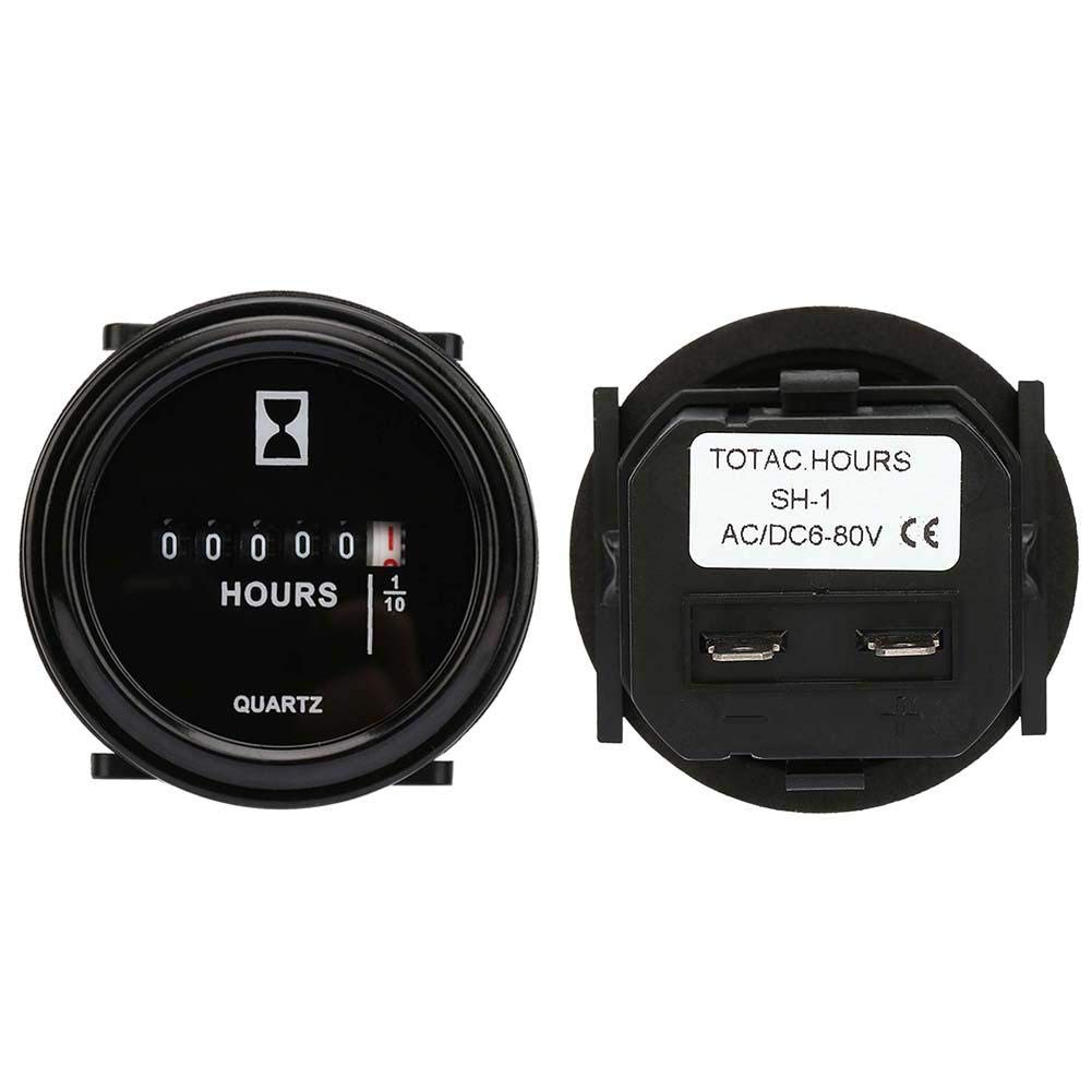 Compteur Horaire Numérique Minuterie Industrielle Etanche SH-1 Affichage LED pour Machines Générateurs Compresseurs d'air Pompes à Eau Ponts Roulants Voitures 6-80V (Noir)