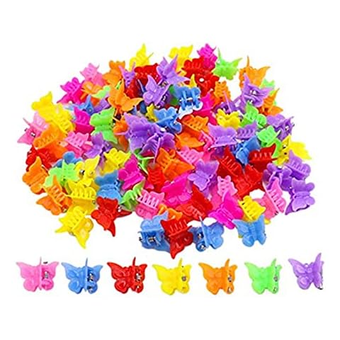 100 Pack Butterfly Hair Clips for Girls and Women, Beautiful Bulk Small Mini Butterfly Hair Clips, Assorted Color Cover