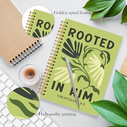 Carnet chrétien rétro vert floral pour écriture et étude biblique - 2