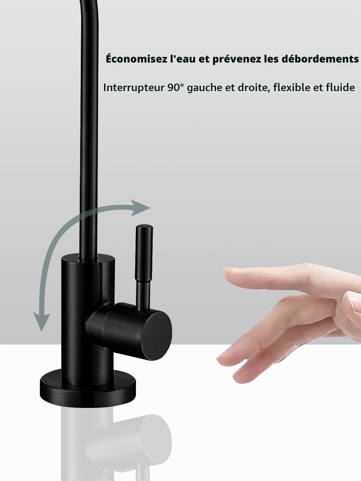 Robinet d'eau potable noir mat, filtre à eau sans plomb, facile à installer pour évier de cuisine et bar