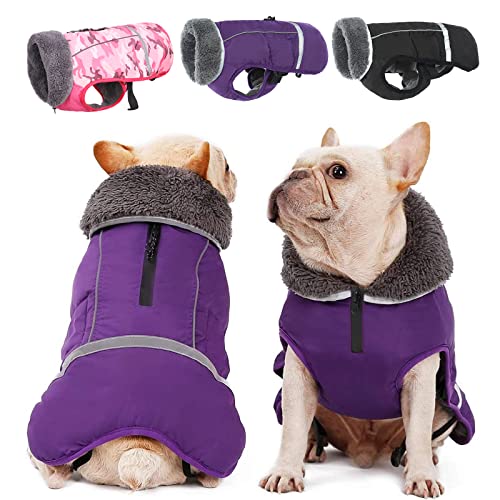 Dora Bridal Dog Coat, Warm Dog Jacket Dog Coats for Medium Dogs Waterproof Windproof Dog Snowsuit Fleece Turtleneck Vest Reflective Dog Cold Weather Coats for Schnauzer, Pug, Boston Terrier