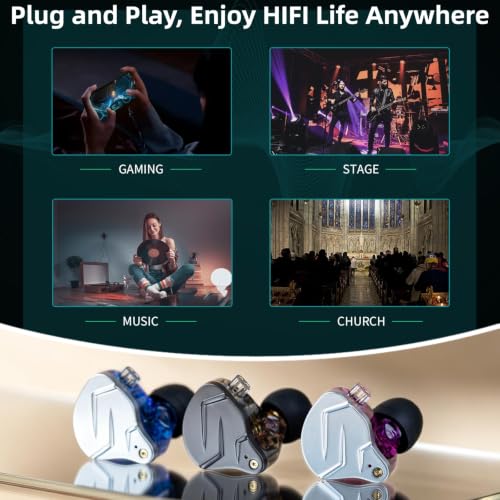 Image of KZ ZSN Pro in Ear Monitor Headphones, 1BA 1DD Hybrid Driver Wired Gaming Earbuds, Deep Bass Sound Wired Ear Buds, HiFi IEM for Gaming Music Video Calling Singer Musician Drummer DJ (with mic, Blue)
