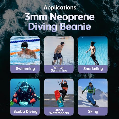 Image of 3mm Diving Hood Neoprene Wetsuit Beanie Winter Hat for Men Women Keep Warm Stretchy Wetsuit Cap for Snorkelling, Surfing and Swimming