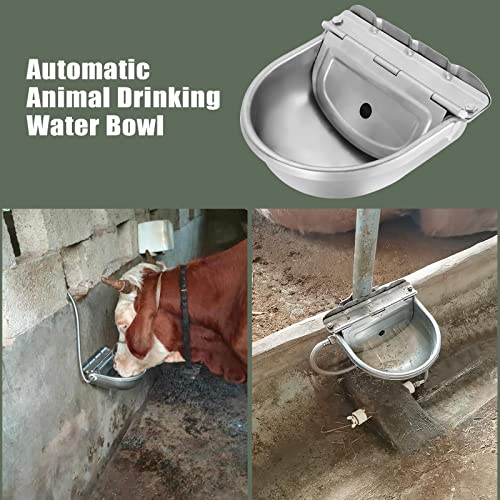 Flkqc Automatic Animal Drinking Water Bowl, Stainless Steel Water Troughs For Livestock Water Dispenser For Horse,Goat,Pig,Dog Pet Feeder (Without Drainage Hole) #TOP5