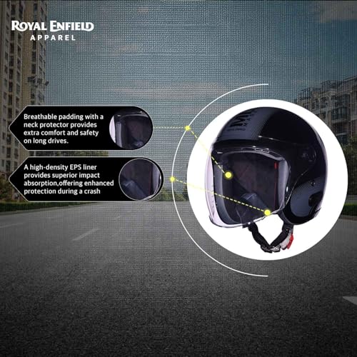 Image of ROYAL ENFIELD REDDITCH Open Face MLG 1901 | ISI Certified | Shell Construction: Built with High Impact Grade ABS | High-Strength EPS Liner | Micrometric Lock | UV-Resistant PU Paints Black XL