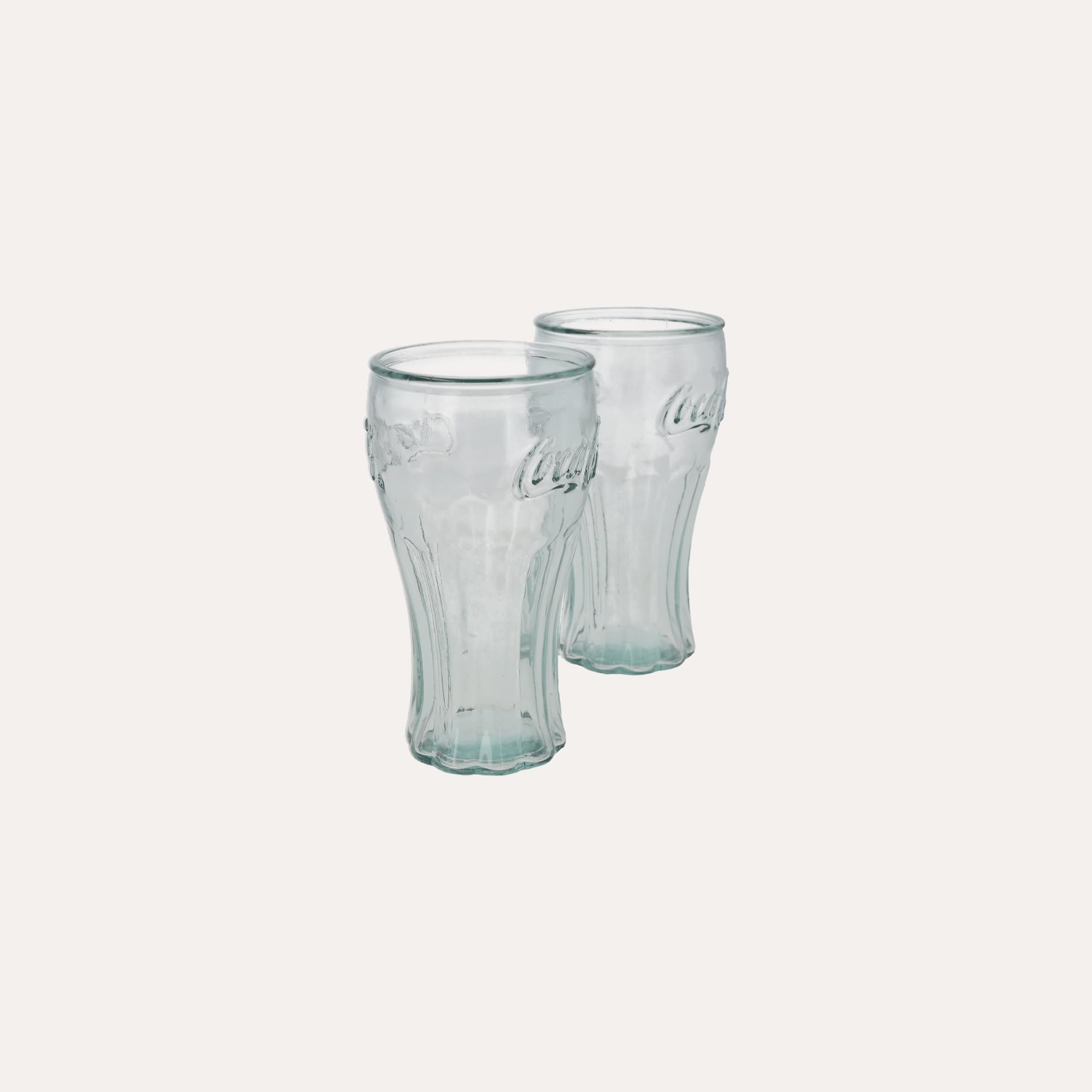 Keyhomestore │ Juego de 2 vasos Cola de cristal reciclado transparente, 16 x 9 cm, ideales para uso diario, resistente, vidrio reciclado y fácil de limpiar