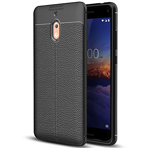 NALIA Funda Compatible con Nokia 2.1 2018, Apariencia de Cuero Carcasa Protectora Telefono Movil Silicona Ultra-Fina Bumper Estuche Goma Cubierta Ligera Gel Cobertura Delgado Cover Phone Case - Negro