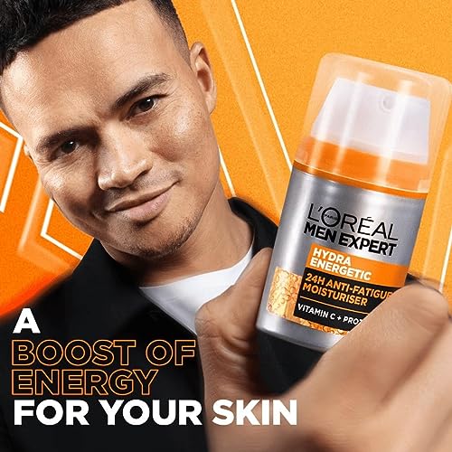 L'Oréal Men Expert - Soin Hydratant Anti-Fatigue 24H XXL pour Homme - Hydrate & Illumine - Concentré en Vitamine C Pure 10% - Usage Quotidien - Hydra Energetic - 100 ml (Lot de 2)