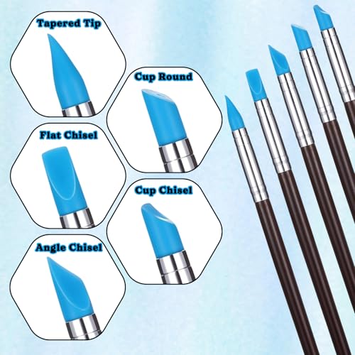 15 Pcs Clay Sculpting Tools Set Ceramic Ball Stylus Polymer Clay Tools Air Dry Clays Silicone Sculpting Tool for Carving, Dotting, Embossing, Shaping, Molding Nail Art - Thumbnail 5