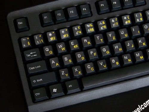 Stickers para teclado con letras amarillas fondo transparente miniatura 3