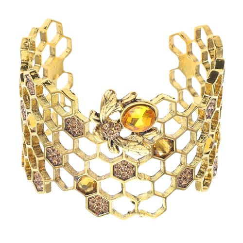 Adjustable Metal Alloy Bee Bangle for Women and Girls - Open Cuff Design, Elegant Arm Jewelry, Perfect for Everyday Wear