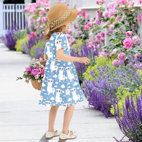 Girls Dress Short Sleeve Summer Dresses Casual Swing Sundress for 2-8 Years3