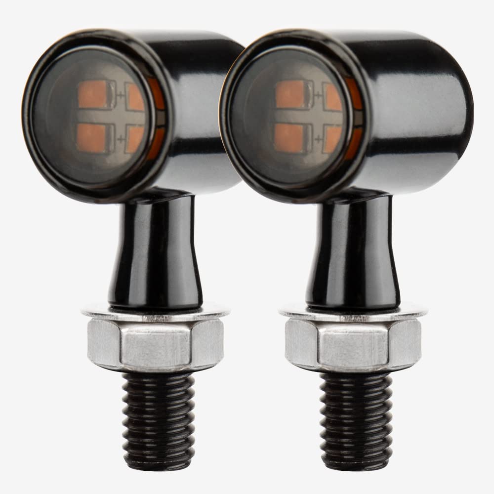 TSUNG 4PCS Motorcycle Bullet LED Turn Signal Lights - SMD Black, Front & Rear, Compatible With Honda Harley Suzuki Cafe Racer Bobber | 12V Universal Fit - View #8