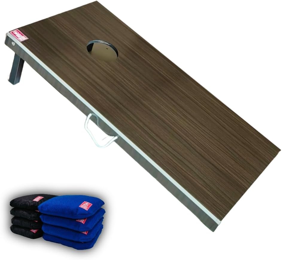 Beewibe Classic Cornhole Board Game Kit – 1 Cornhole Board (4'x2'), 8 Cornhole Bags, (Cornhole Board Game Set) (Walnut)